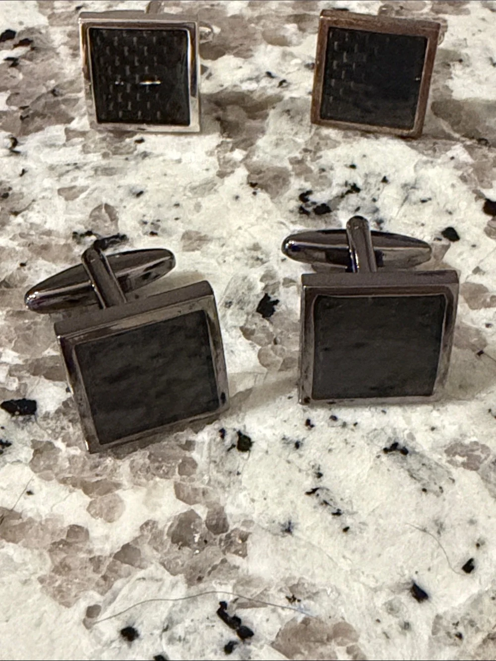Men’s Black Square Cufflinks - 2 Sets of Two